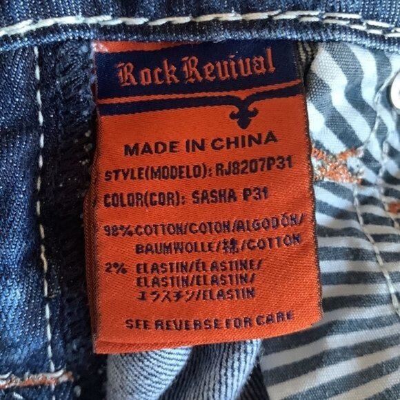 Rock Revival Sasha P31 Bootcut Jeans Womens 29 Dark Wash Distressed Denim Embroi - Picture 2 of 15